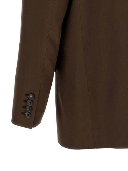 Blazer de seda marrón Saint Laurent
