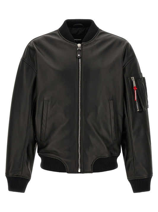 Chaqueta de cuero Dsquared² negra