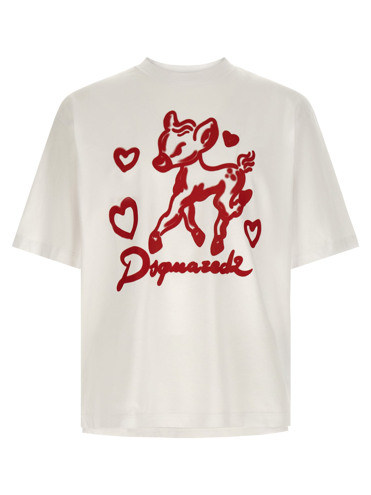 Camiseta De Algodón Dsquared² Con Mangas Cortas En Rojo