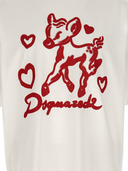 Camiseta De Algodón Dsquared² Con Mangas Cortas En Rojo