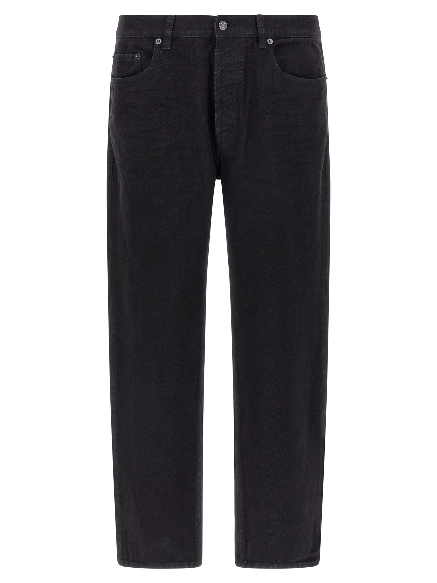 Jean Saint Laurent noir en coton à coupe droite
