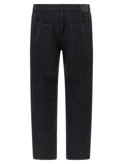 Jean Saint Laurent noir en coton à coupe droite