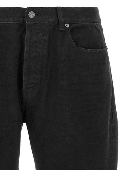 Jean Saint Laurent noir en coton à coupe droite