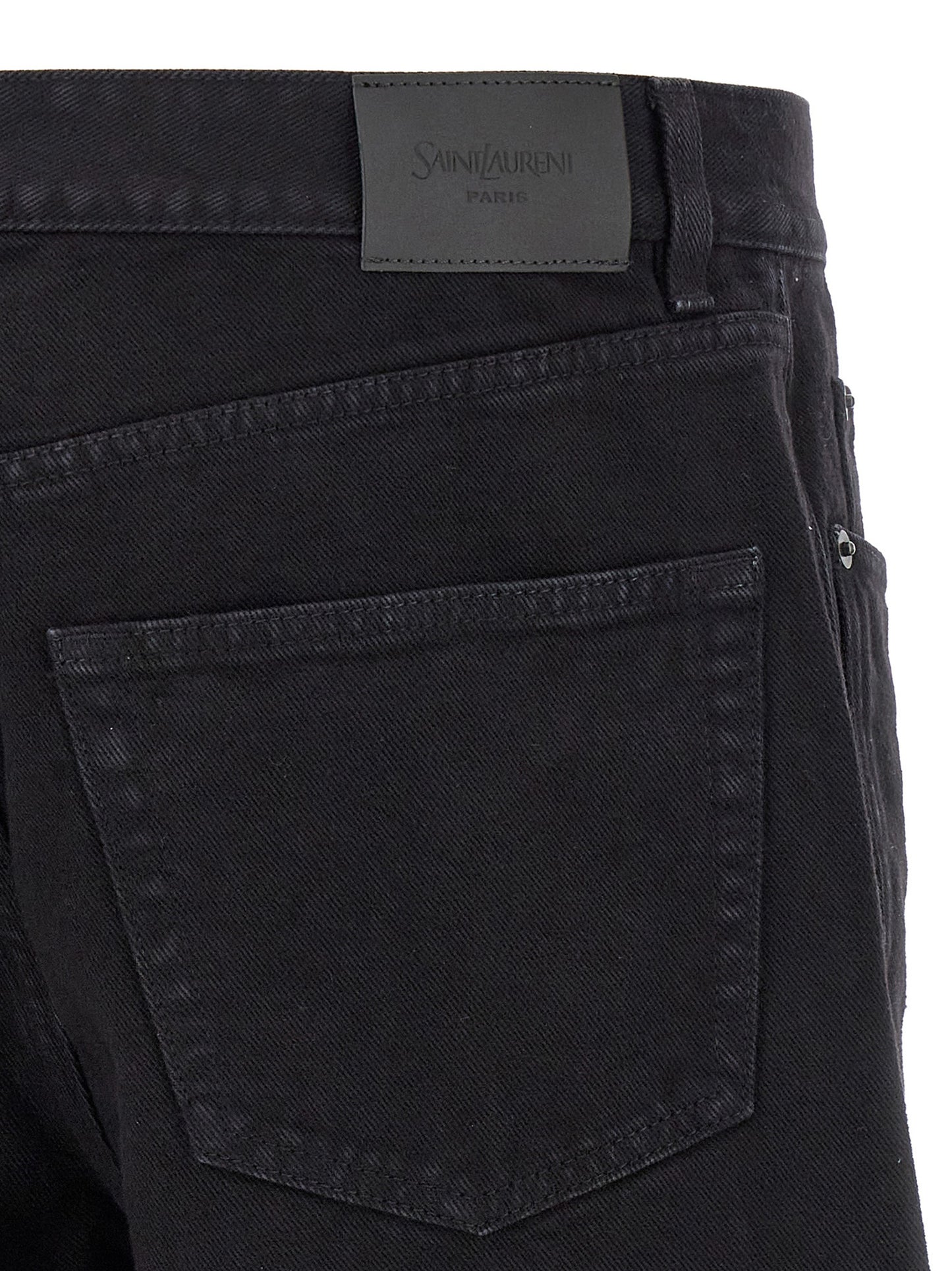 Jean Saint Laurent noir en coton à coupe droite