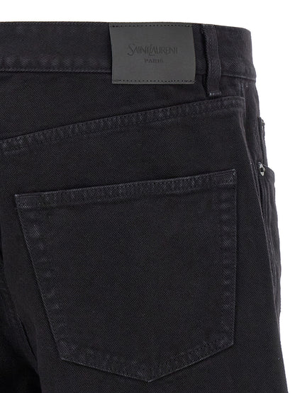 Jean Saint Laurent noir en coton à coupe droite