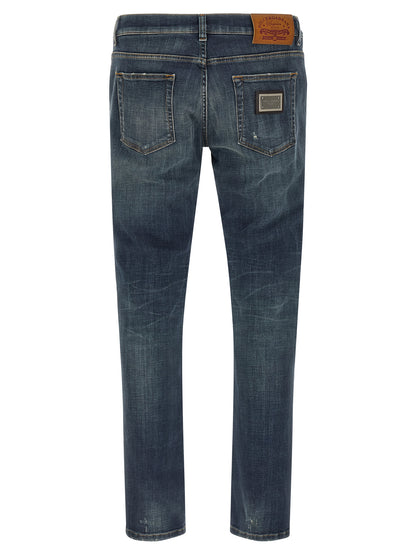 Jeans Dolce & Gabbana en coton bleu coupe droite