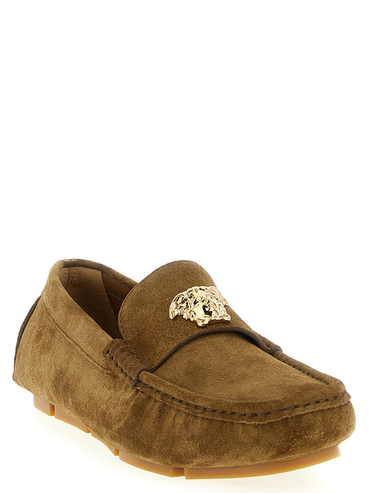 Mocasines sin cordones de piel de becerro marrón Versace