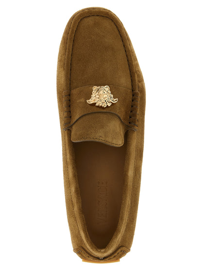 Mocasines sin cordones de piel de becerro marrón Versace