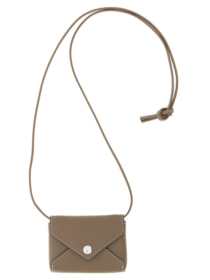 Tarjetero Tory Burch de piel de vaca marrón