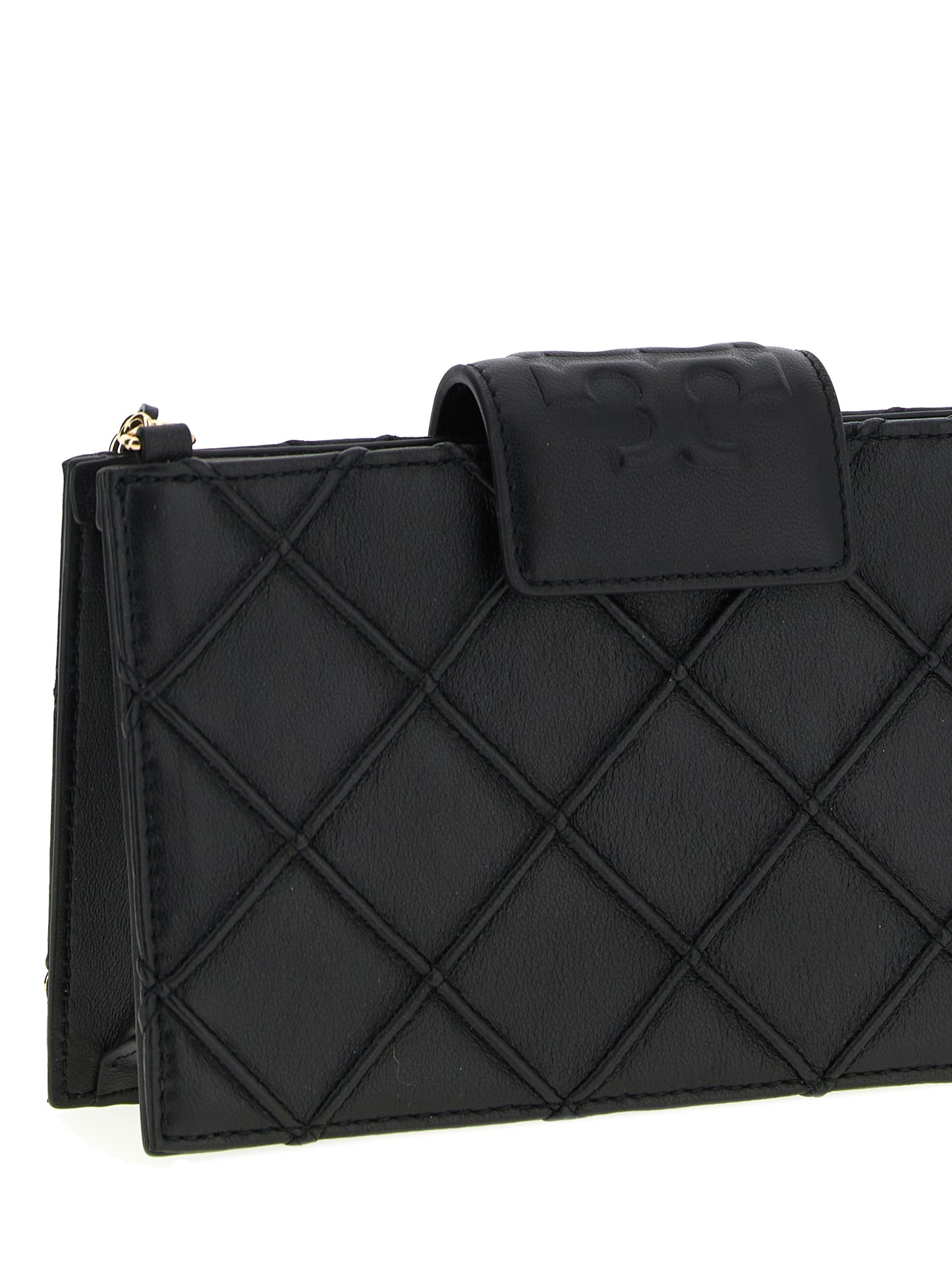 Tarjetero Tory Burch de piel de cordero negra
