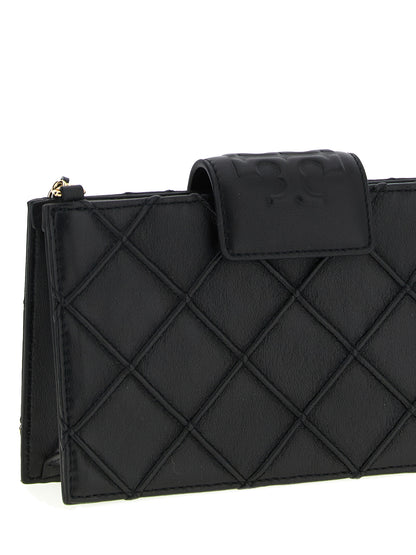 Tarjetero Tory Burch de piel de cordero negra