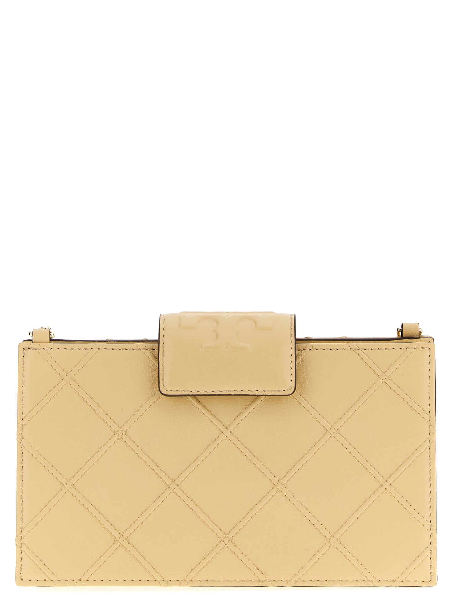 Tarjetero Tory Burch de piel de cordero beige