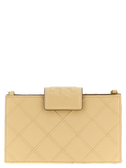 Tarjetero Tory Burch de piel de cordero beige
