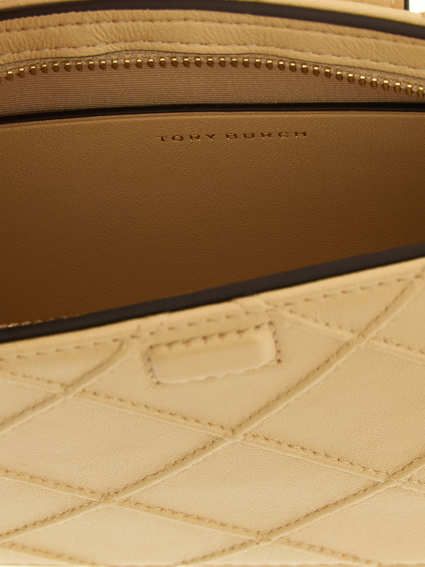 Tarjetero Tory Burch de piel de cordero beige