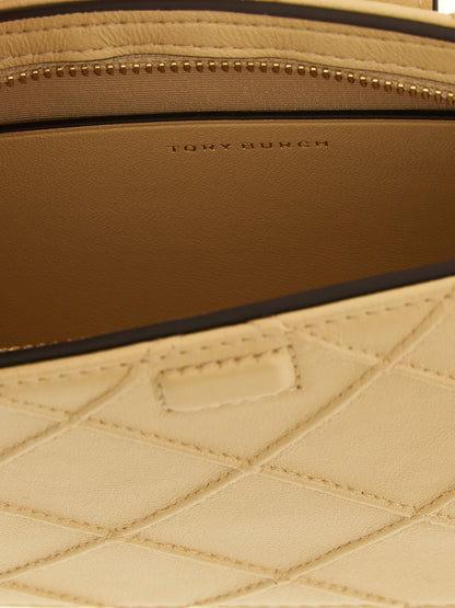 Tarjetero Tory Burch de piel de cordero beige