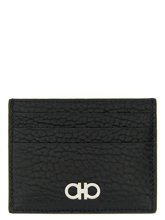 Tarjetero Ferragamo de piel de becerro negra