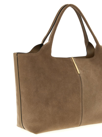 Bolso tote de piel de becerro beige de Tod's