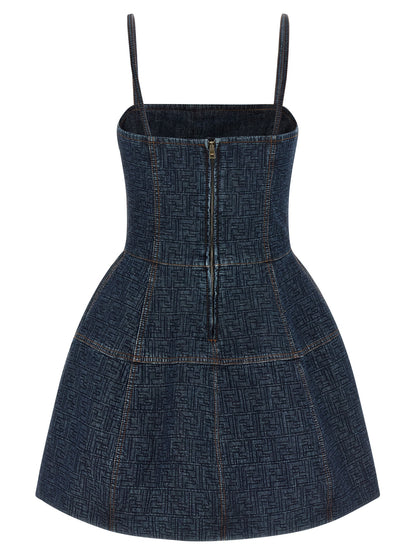 Robe courte Fendi en coton bleu