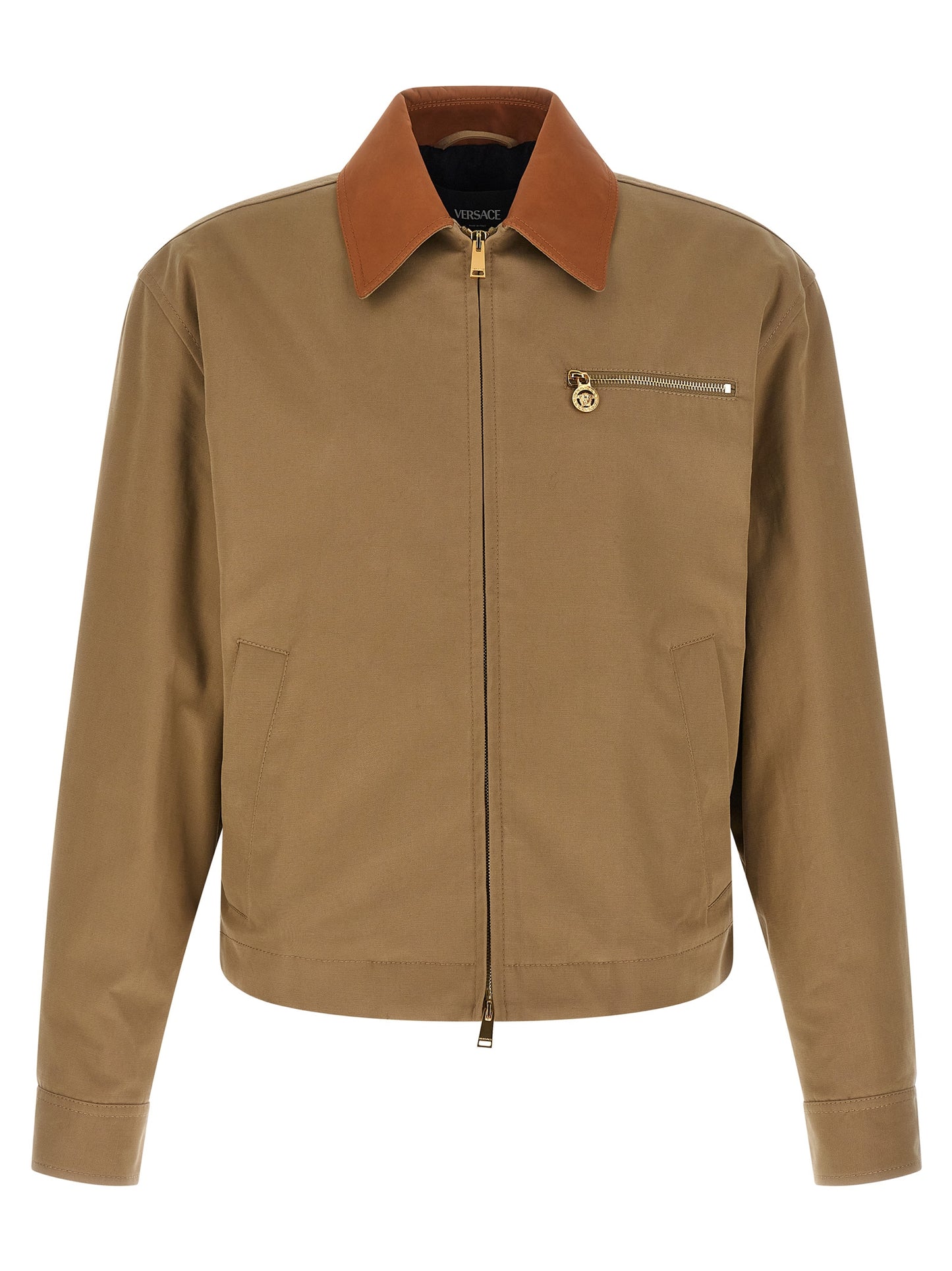 Chaqueta de algodón beige Versace