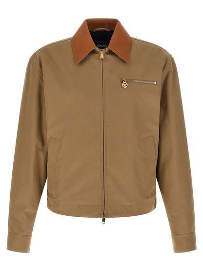 Chaqueta de algodón beige Versace