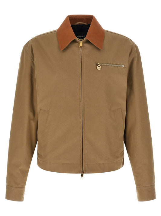 Chaqueta de algodón beige Versace