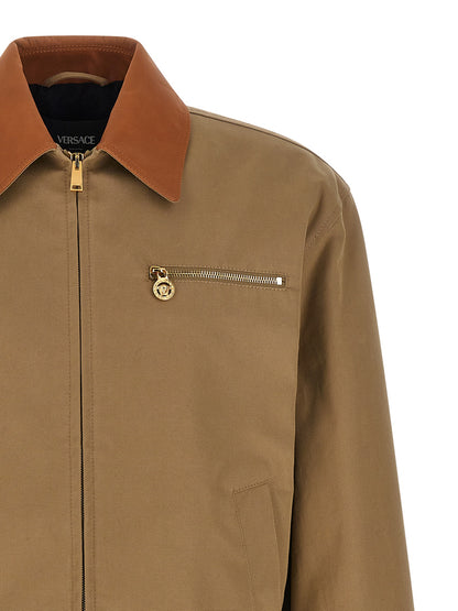 Chaqueta de algodón beige Versace