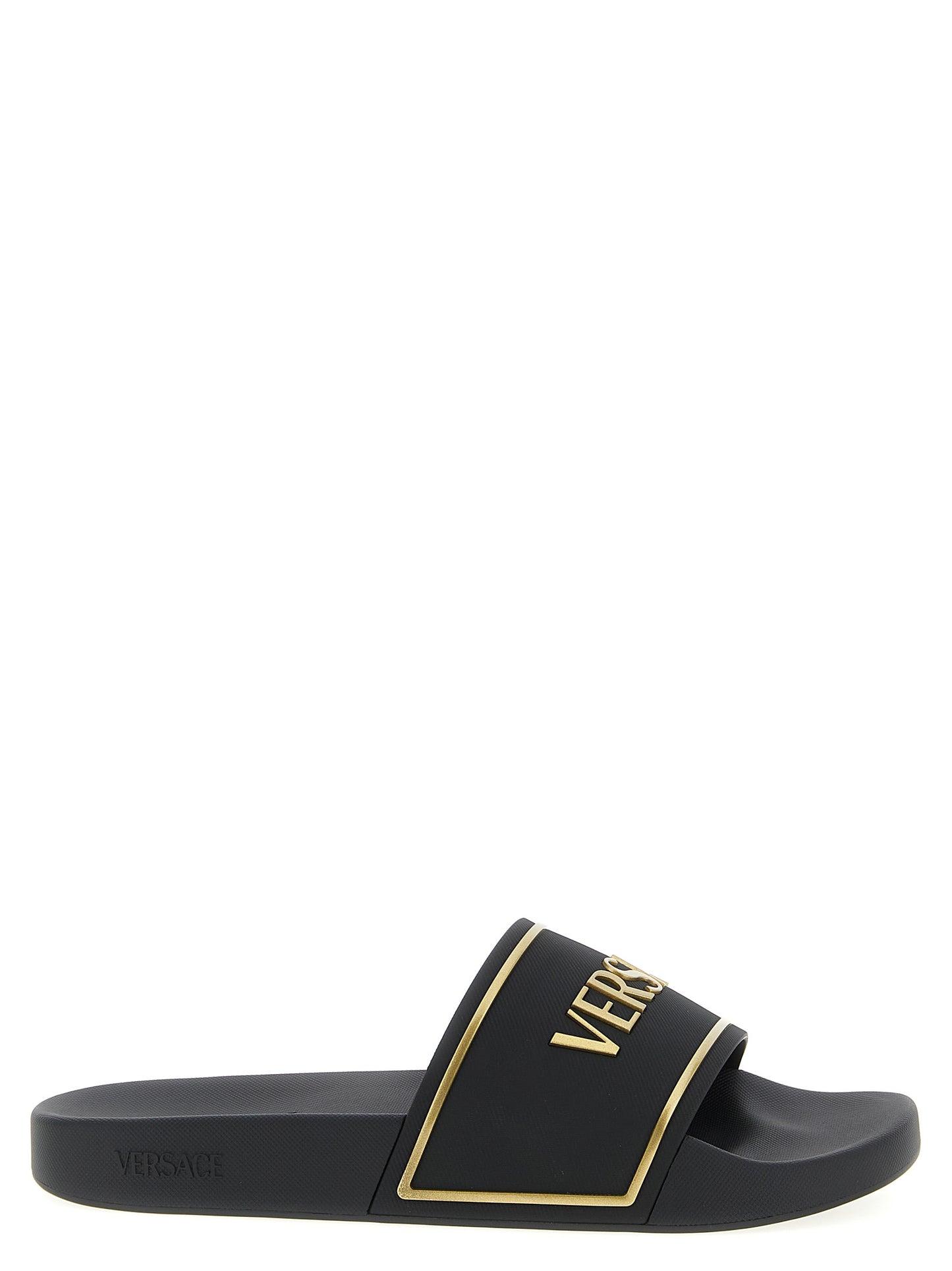 Versace Black Thermoplastic Polyurethane Slide Sandal