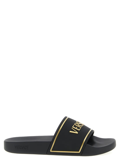 Versace Black Thermoplastic Polyurethane Slide Sandal