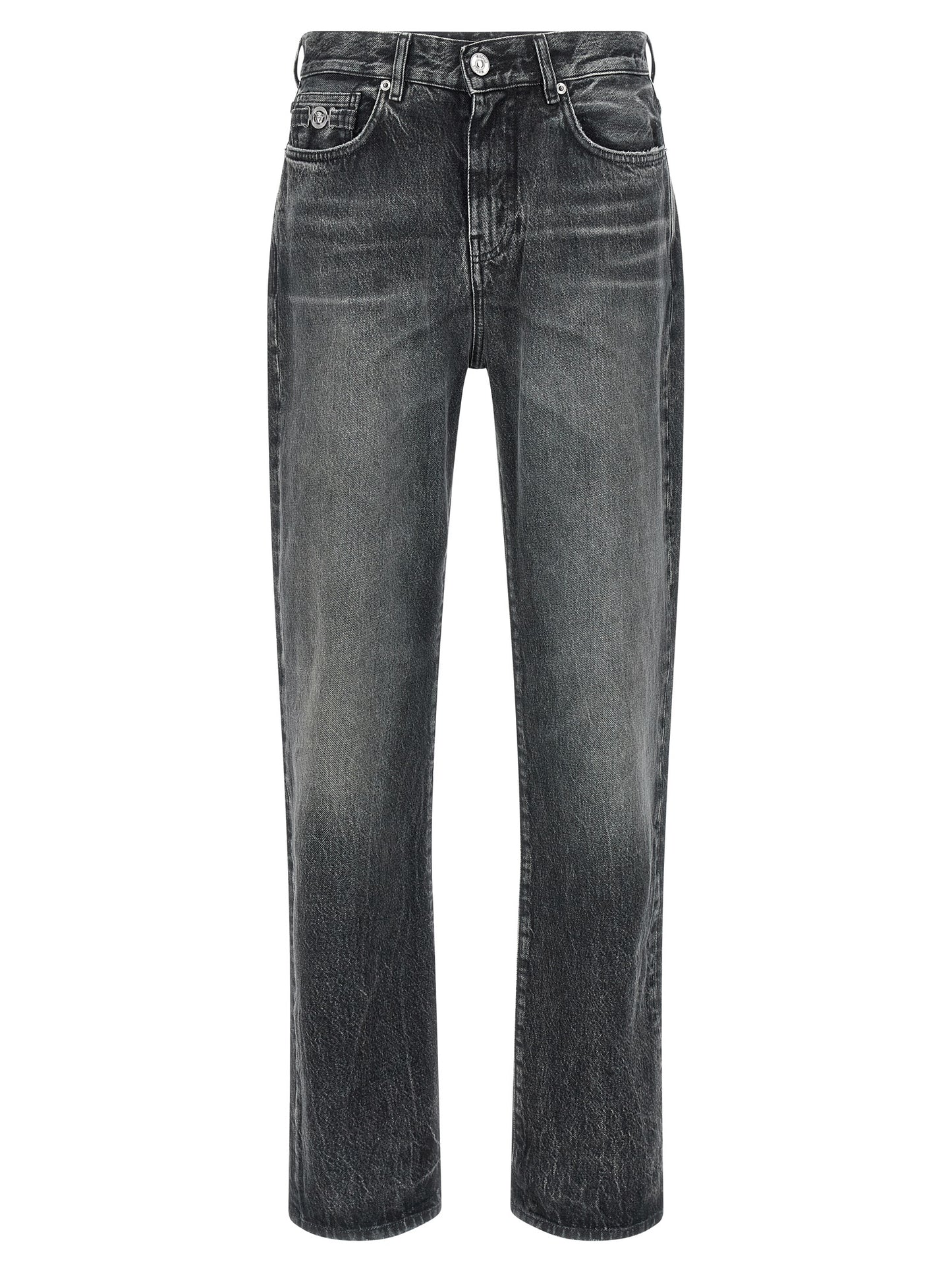 Jeans Versace grises de algodón de pierna recta