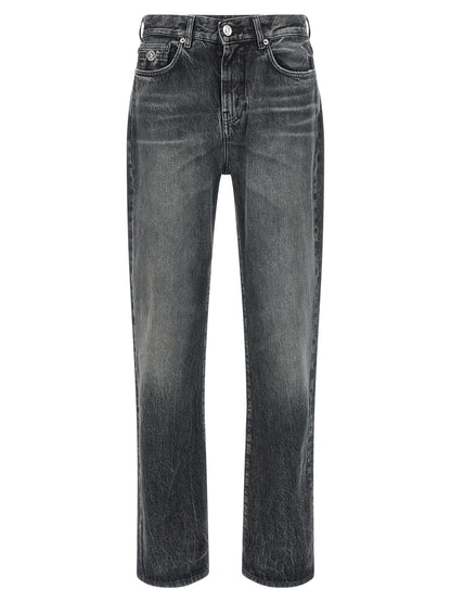 Jeans Versace grises de algodón de pierna recta