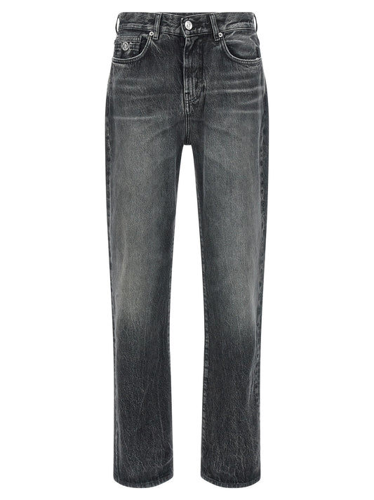 Jeans Versace grises de algodón de pierna recta