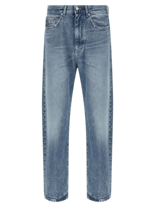 Vaqueros rectos de algodón azul Versace