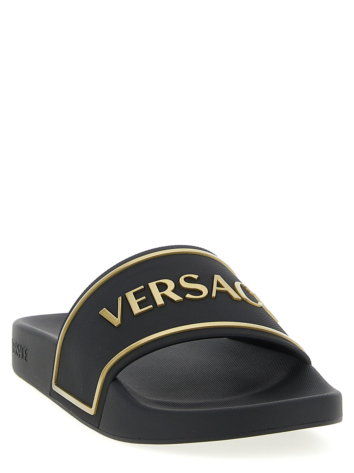 Versace Black Thermoplastic Polyurethane Slide Sandal