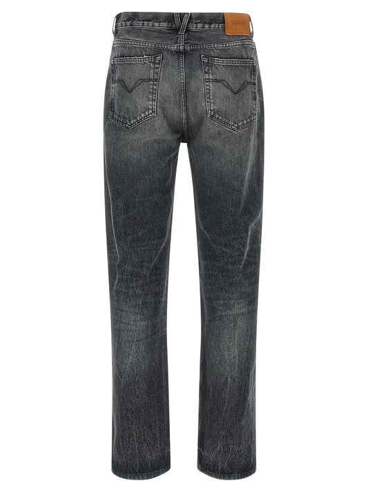 Jeans Versace grises de algodón de pierna recta