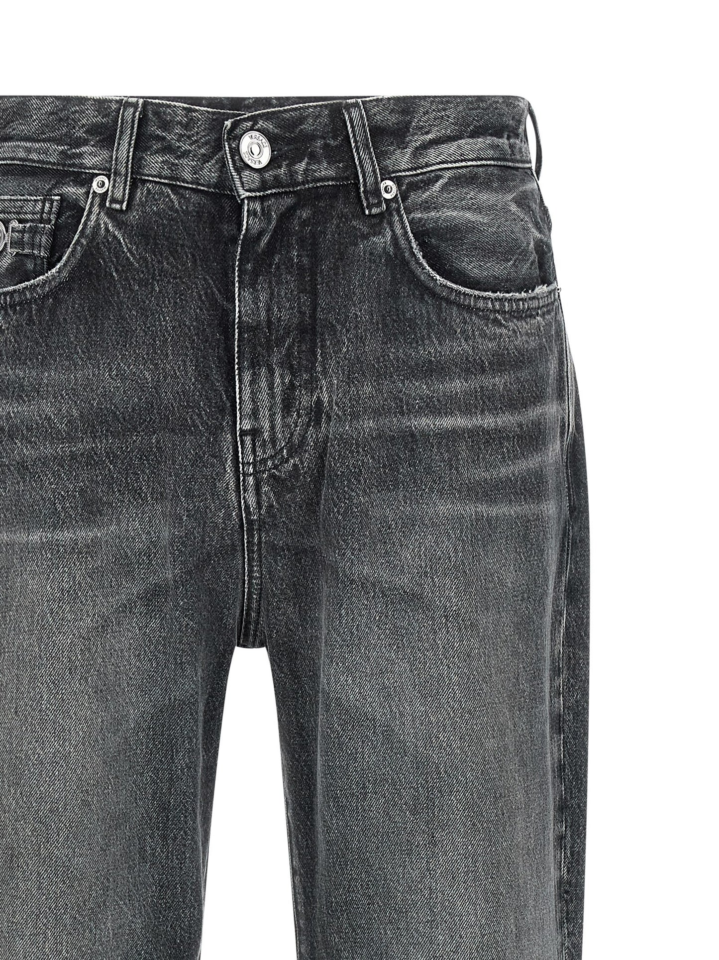Jeans Versace grises de algodón de pierna recta