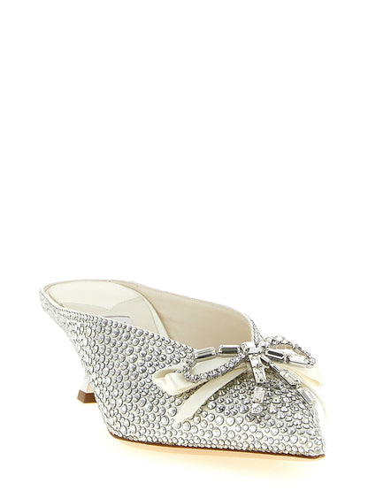 Jimmy Choo Silver Tencel Mid-Heel Shoes Auria Model