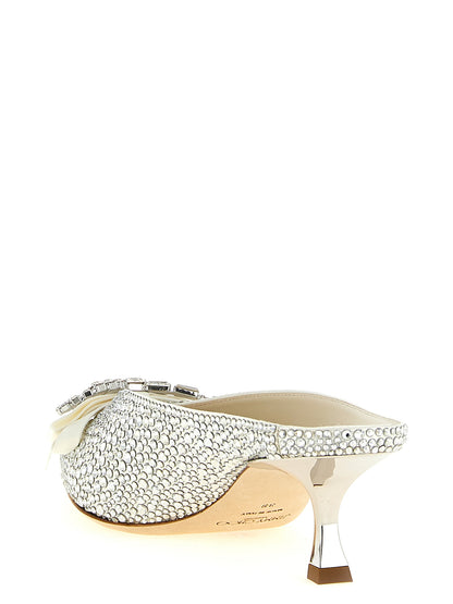 Jimmy Choo Silver Tencel Mid-Heel Shoes Auria Model