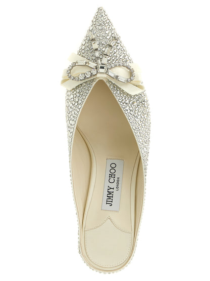 Jimmy Choo Silver Tencel Mid-Heel Shoes Auria Model