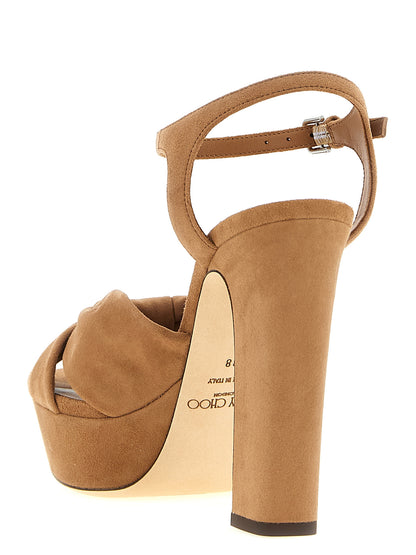 Sandalias de tacón de aguja de cuero marrón Jimmy Choo