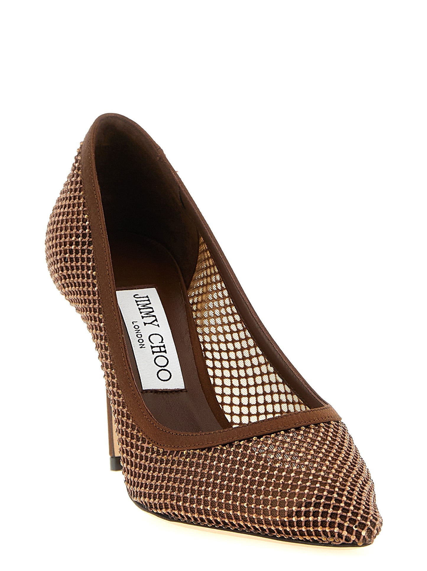 Escarpins Jimmy Choo Romy en Tencel marron à talon haut