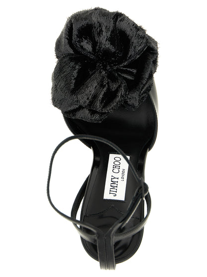 Sandales Jimmy Choo en cuir noir avec talon aiguille Mimmi