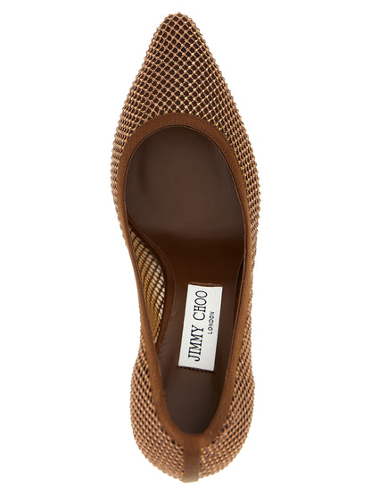 Escarpins Jimmy Choo Romy en Tencel marron à talon haut