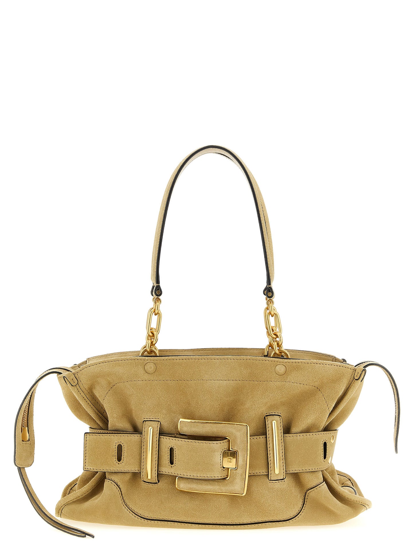 Sac porté épaule Balmain en cuir de veau beige