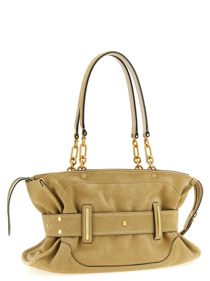 Sac porté épaule Balmain en cuir de veau beige