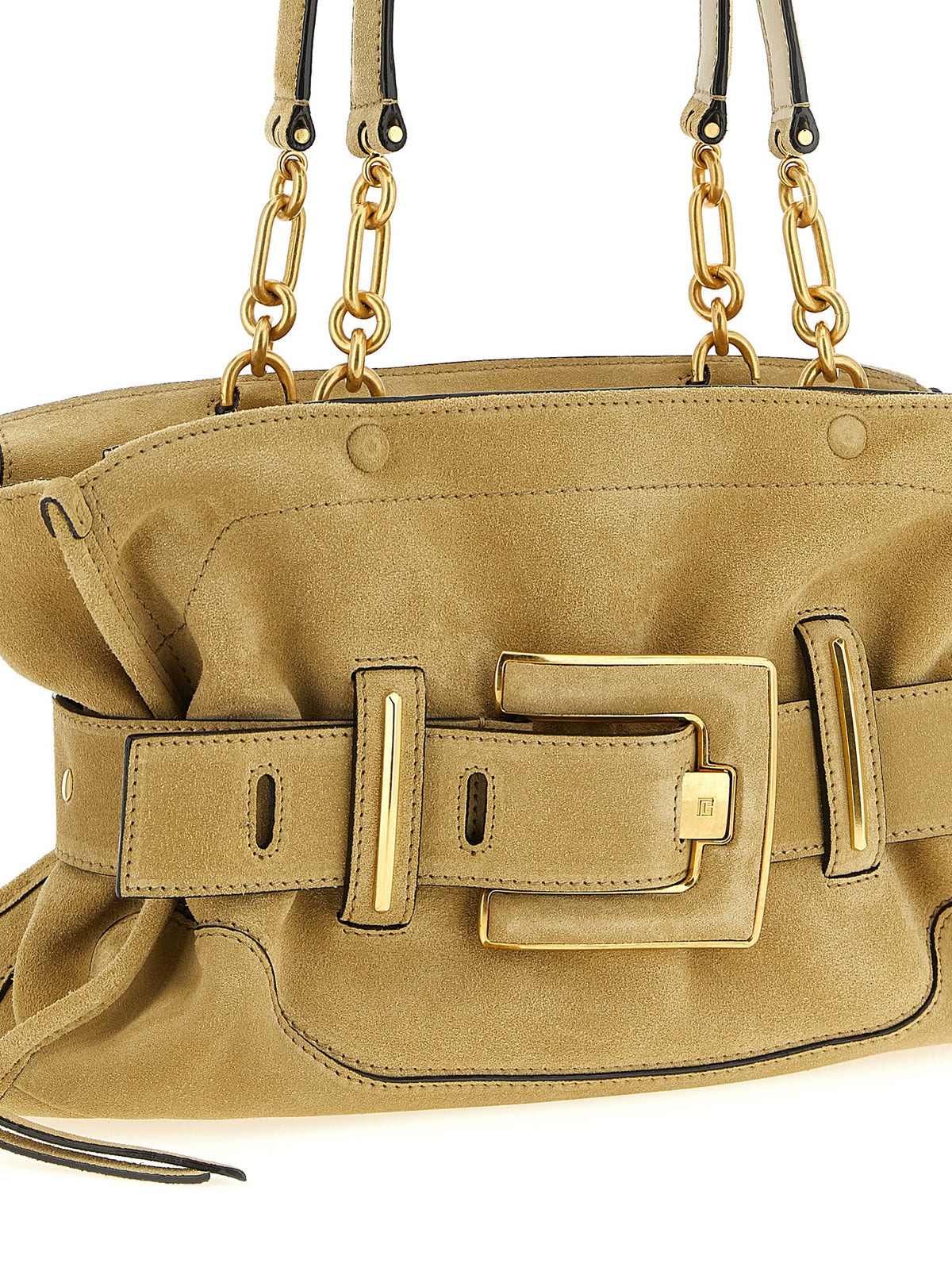 Sac porté épaule Balmain en cuir de veau beige