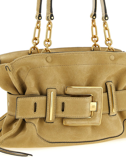 Sac porté épaule Balmain en cuir de veau beige