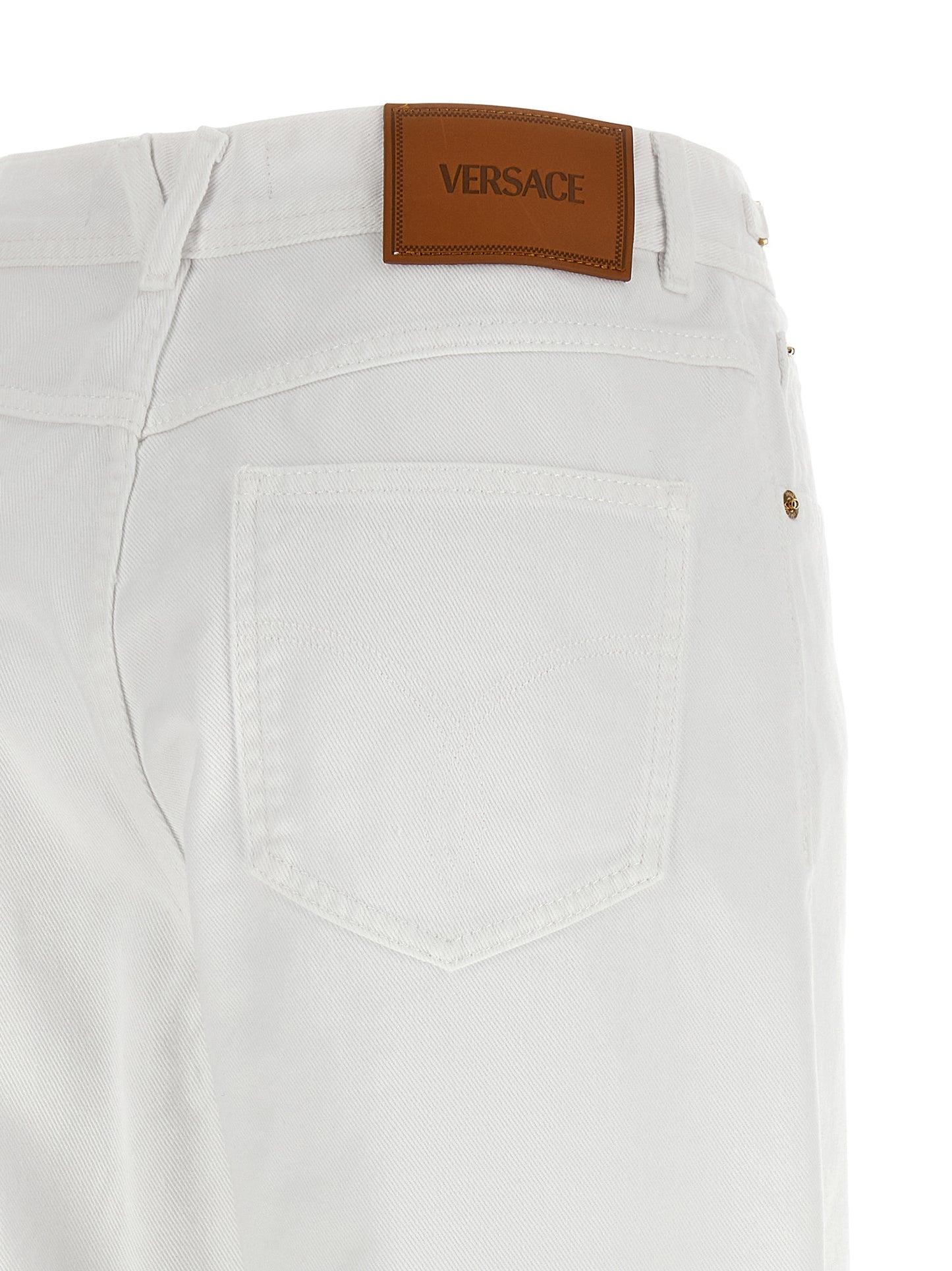 Vaqueros Versace de algodón blanco de pierna recta