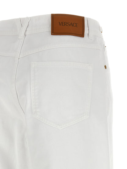 Vaqueros Versace de algodón blanco de pierna recta