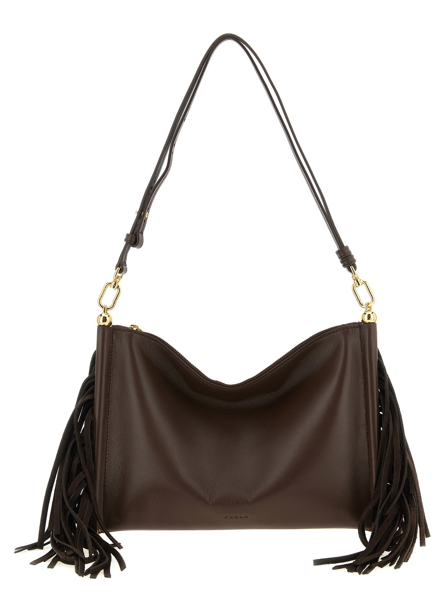 Bolso de Hombro Furla de Piel de Cordero Marrón