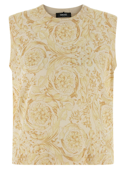 Chaqueta sin mangas de seda bicolor Versace